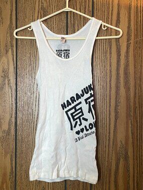 Harajuku Girls White and Black Tank Top Women's Size Large *Never Worn*